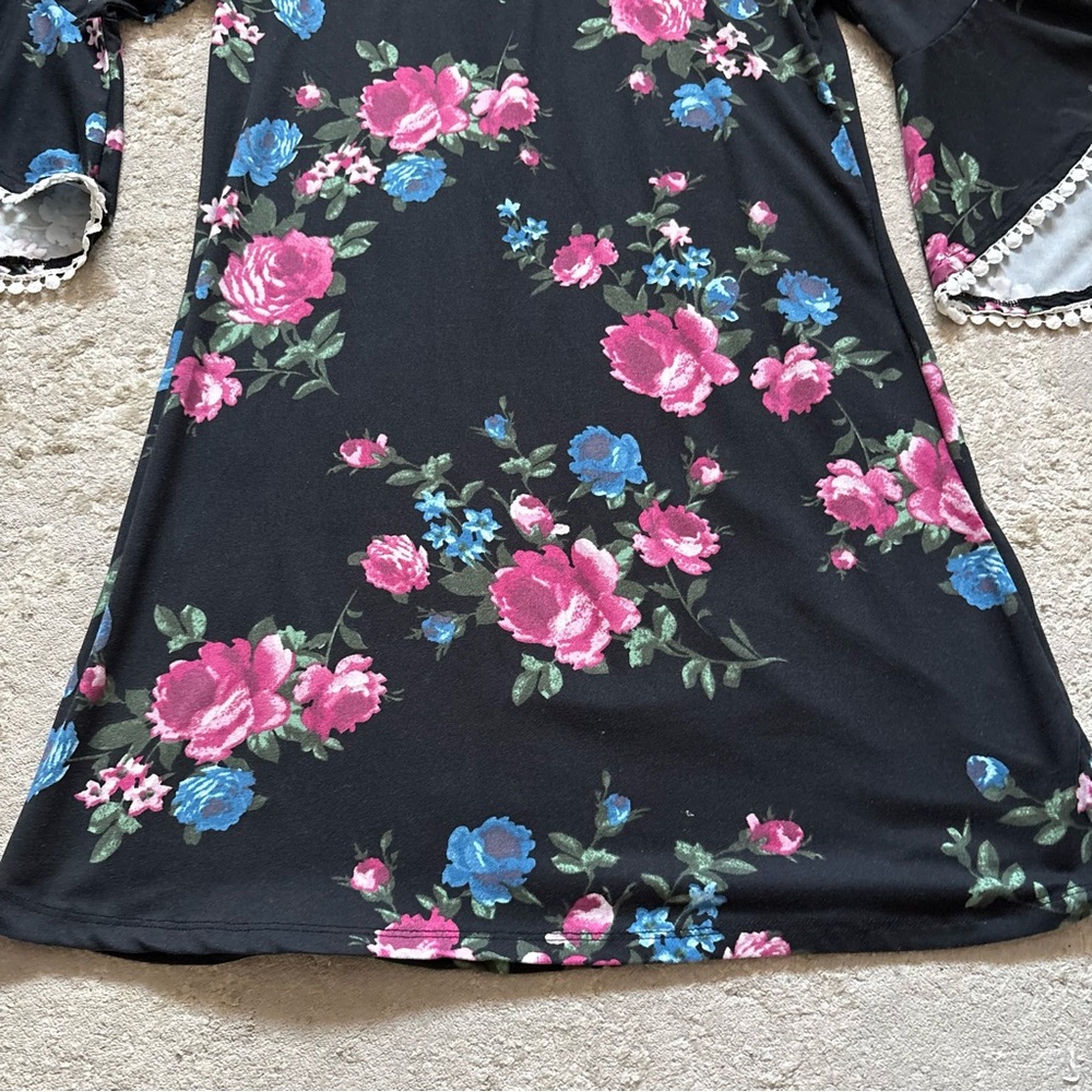 Bella & Birdie Girls Floral Rose Bell Sleeve Dress Size 12-14 (Large) Youth - Picture 6 of 13
